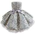 thumbnail image 2 of 2-8Y Girls Jacquard Floral Tulle Tutu Dress Princess Pageant Formal Dress Sundress, 2 of 7