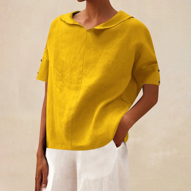 DcGZvy Going Out Tops for Women Button-Down Shirts for Women Short Sleeve Blouses for Women V Neck Work Shirts for Women Solid Color Tunic Tops Summer Basic Tees 2025 XXXL
