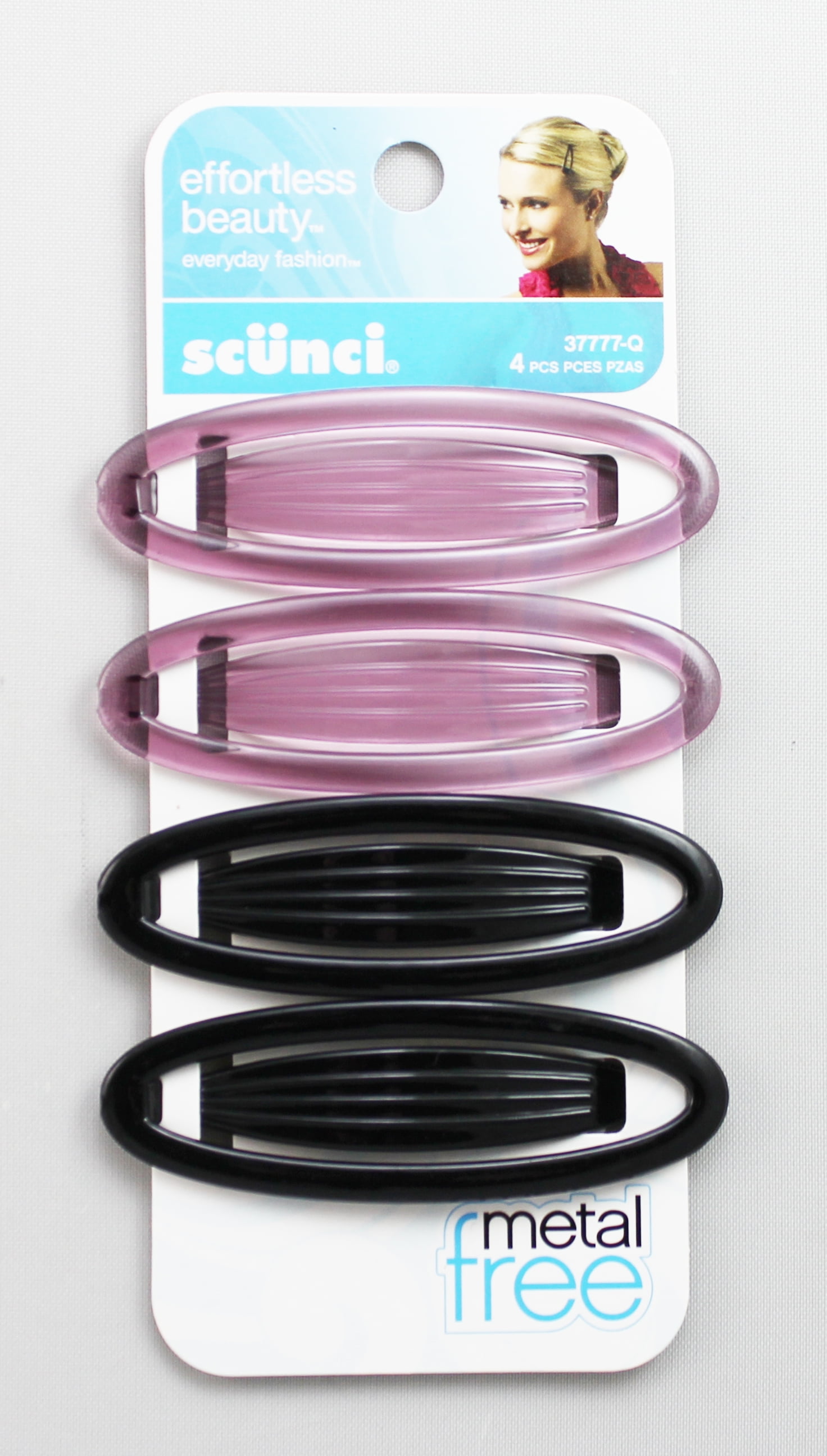 Scunci Effortless Beauty Metal Free Hair Clips, 4 pcs