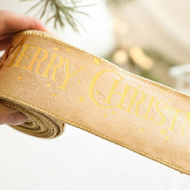 Christmas Decorations OutdoorGift Wrapping PaperChristmas Themed Decorative Ribbon Multi Style Gold Foil Printed Ribbon Festive Wrapping And Christmas Tree Decoration TapeGilded webbing