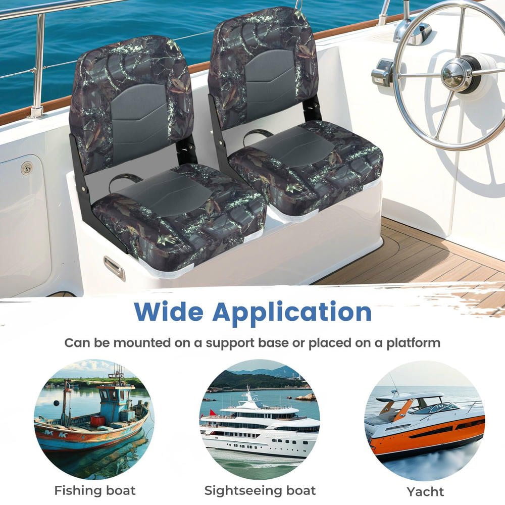 Resenkose 2-Pack Boat Seats, Comfortable Marine Seats with Thick Sponge Padding and Heavy-Duty Durable Cover for Fishing and Leisure Boats, Gray