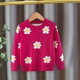 thumbnail image 6 of Virmaxy Kids Girls Cute Winter Sweater Toddler Girls Floral Printed Knit Sweaters Long Sleeve Cotton Jumper Blouse Kids Fashion Chunky Crewneck Pullover Tops Hot Pink 2T, 6 of 7