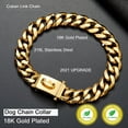 thumbnail image 3 of Gold Dog Chain Collar Walking Metal Chain Collar with Design Secure Buckle,18K Cuban Link Strong Heavy Duty Chew Proof for Small Dogs(19MM, 12"), 3 of 10