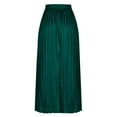thumbnail image 6 of JGGSPWM Womens Silk Pleated Maxi Skirt Solid Color Elastic Waist Plain Satin Large Versatile Long Skirts Green M, 6 of 6