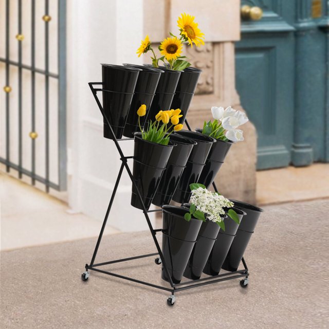 3Tier Flower Plant Stand Shelf with Bucket Flower Display Stand for