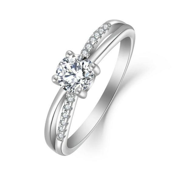 Inpasne Infinity Promise Ring for Her 925 Sterling Silver Engagement Ring Wedding Eternity Anniversary Statement Ring for Women Size 5