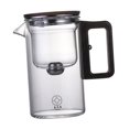 thumbnail image 1 of veasfak Glass Tea Pot Tea Infuser Tea and Water Separation Cup Outdoor Wooden Handle 530ml Clear, 1 of 9