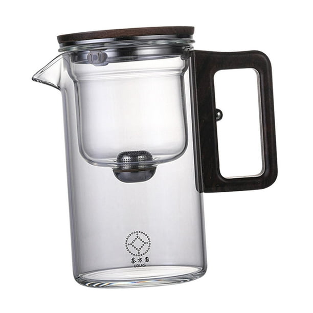 Tetera de vidrio, tetera, infusor extraíble, taza de separación de té y agua, té de Camping, regalos para hombres y mujeres, tetera floreciente 530ml Claro