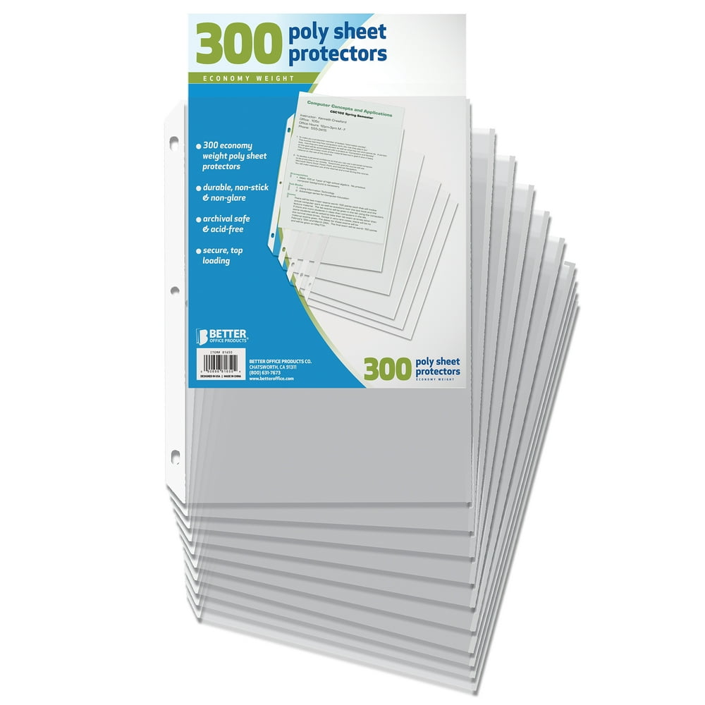 Better Office Products Sheet Protectors, 300Count