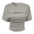 thumbnail image 4 of RUTAYY Girls Short Sleeve T-Shirt Crew Neck Letter Print Short Sleeve Casual Top Grey, 4 of 4