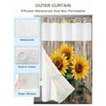 thumbnail image 2 of No Hook Cloth Fabric Shower Curtain with Snap in Liner, Retro Sunflower Waterproof Shower Curtains Set with See Through Top Window, Spring Summer Vintage Botanical Wood Bath Curtains Shower 72"x78", 2 of 6