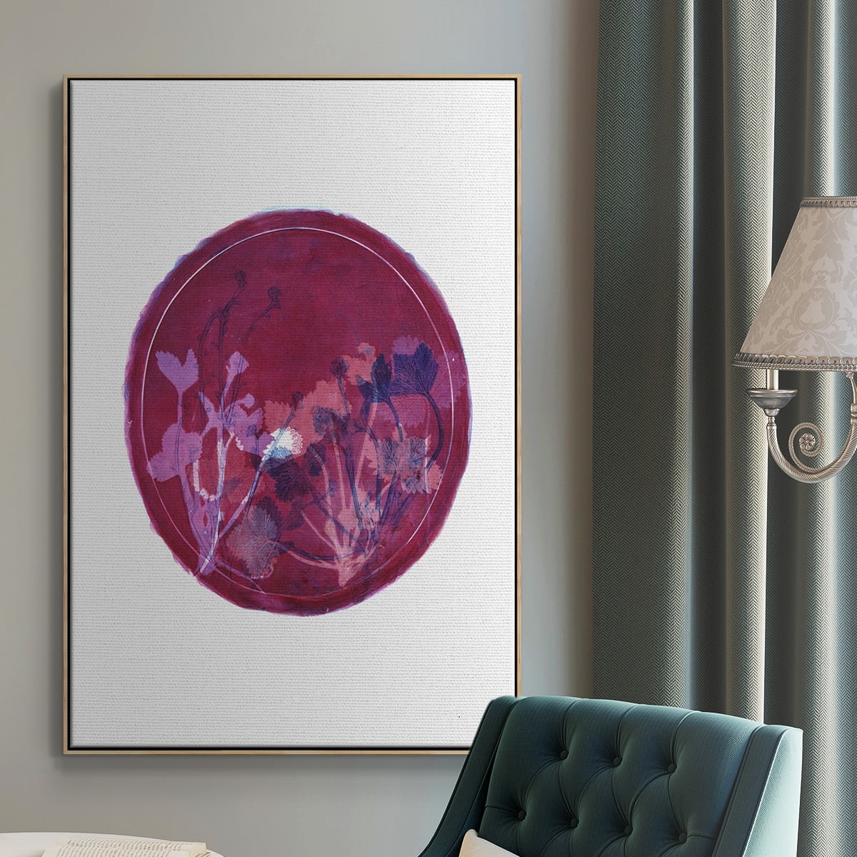 Strawberries and Forg II Framed Premium Gallery Wrapped Canvas - Ready to Hang - 17 x 25 - Natural Wood Floating Frame