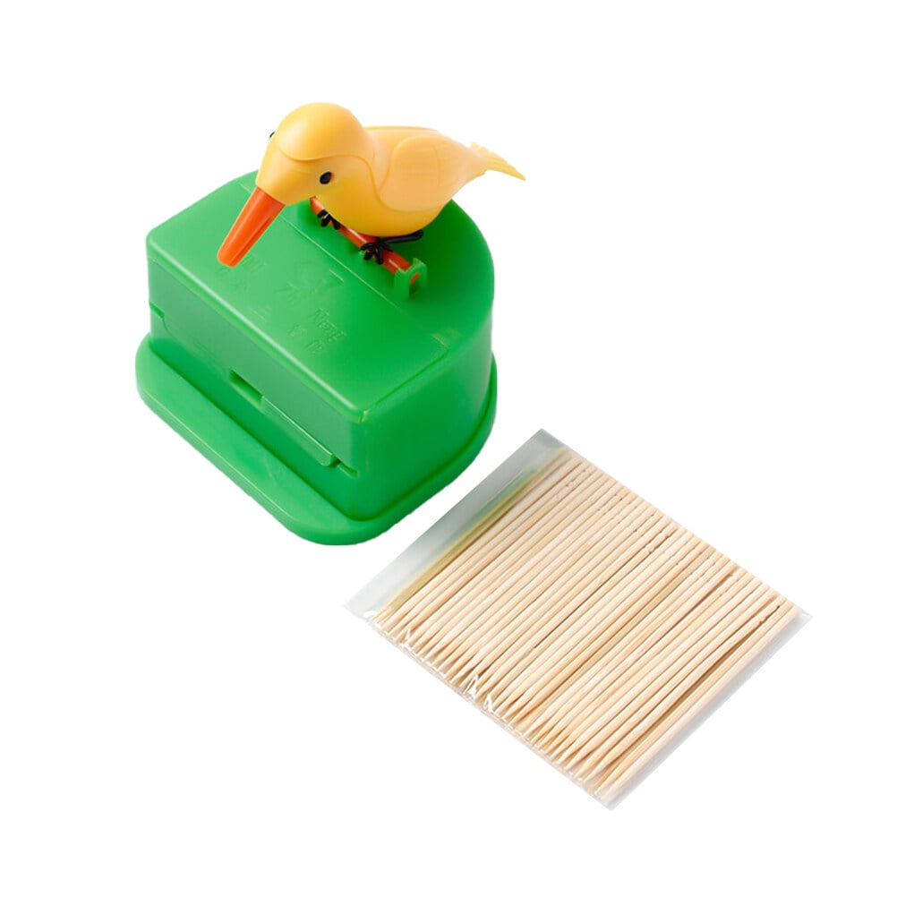 Hemoton Adorable Bird Pecking Shape Toothpick Case Hand Press Toothpick