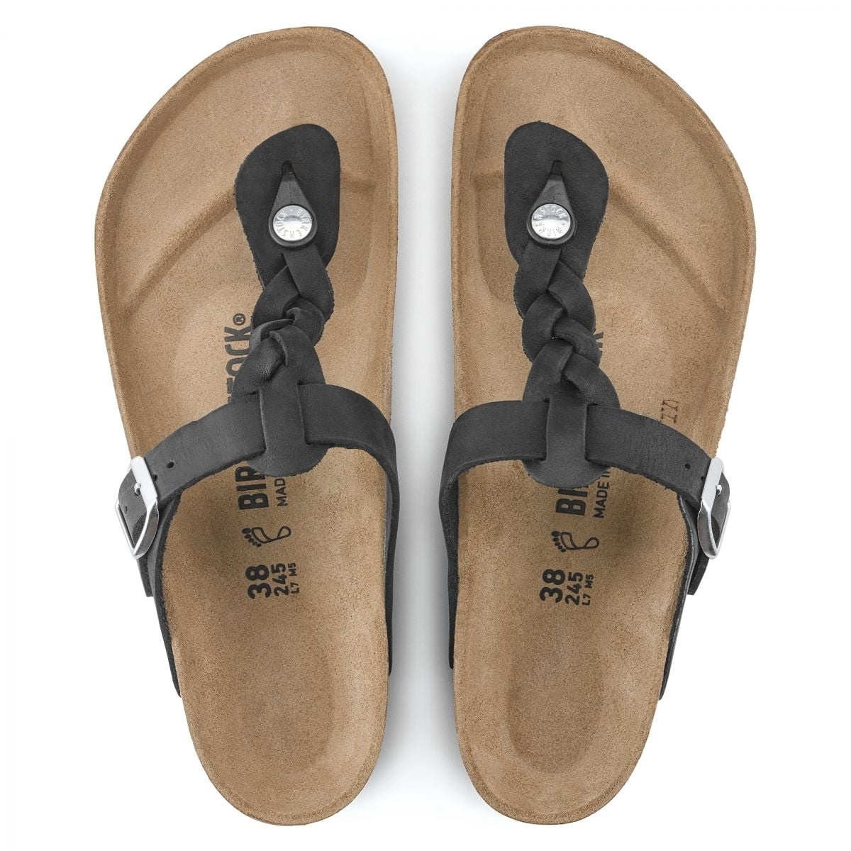 BIRKENSTOCK Gizeh Braid Sandal Black Oiled Leather Regular Width 1021349 9