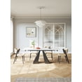 thumbnail image 2 of Contemporary White Rectangular Extendable Stone Dining Table with Black Base, 2 of 7