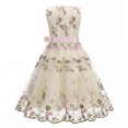 thumbnail image 2 of IBTOM CASTLE Flower Girl Dress Lace Embroidery Birthday Party Wedding Dresses Kids Formal Bridesmaid Tulle Dresses Princess Pageant Floral Gown Beige, 2 of 7