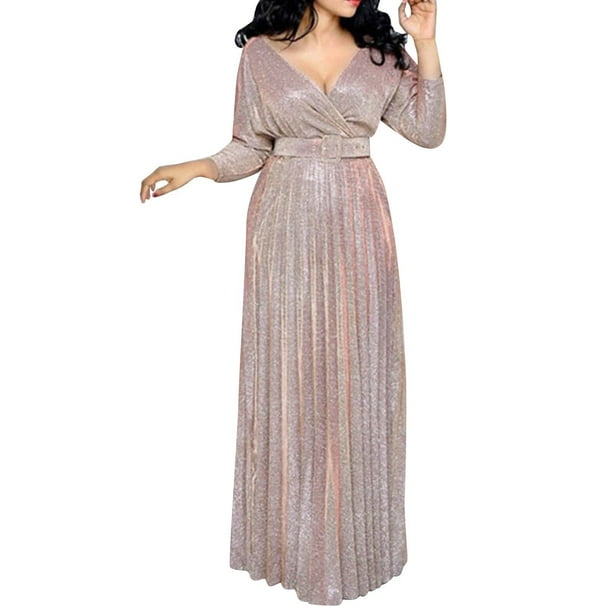 Vestidos de invitada de boda Prolriy para mujer, falda de escote en V profundo con lentejuelas brillantes, elegante vestido informal de talla grande, vestido de noche para mujer, vestidos de fiesta