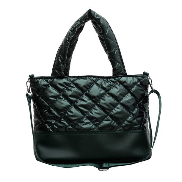 Bolso Bolsos Bandolera Moda Otoño Grandes Acolchados Algodón Totes Negro