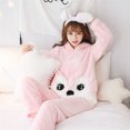 thumbnail image 3 of Conjunto de Pijama de franela gruesa para mujer, ropa de dormir de dos piezas con capucha de oso encantador, camisón largo lindo, Invierno, 3 of 5