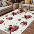 thumbnail image 2 of Fsddascl Christmas Poinsettia Outdoor Rug for Patio/Deck/Porch, Non-Slip Large Area Rug 4 x 6 Ft, Red Birds Botanical Xmas Indoor Outdoor Rugs Washable Area Rugs, Reversible Camping Rug Carpet Runner, 2 of 9