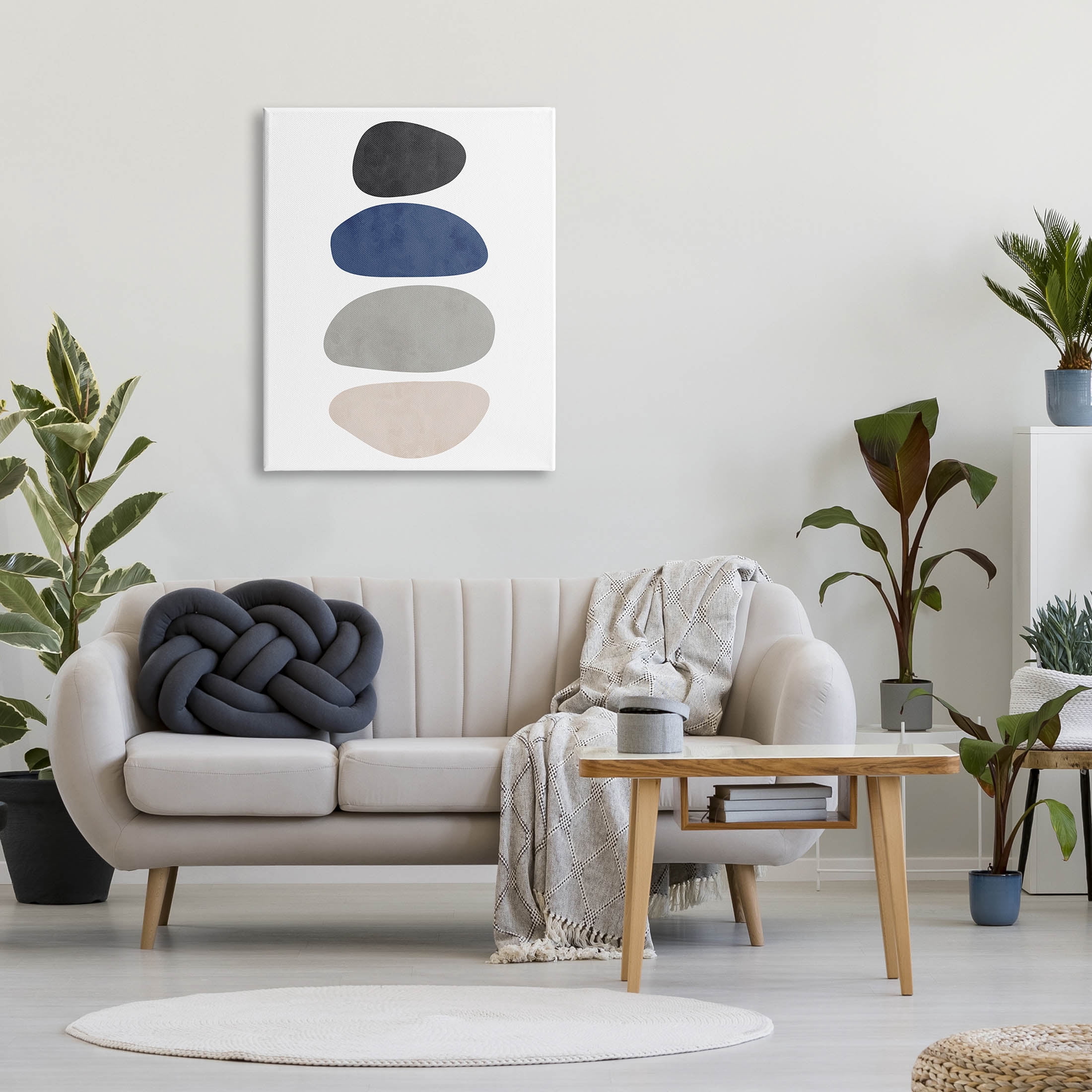 Minimal Stacked Round Shapes Abstract Graphic Art Gallery Wrapped Canvas Print Wall Art