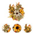 thumbnail image 2 of FELTECHELECTR 1 pieza de girasol artificial para Halloween, hoja de arce, decoración de calabaza para fotografía, accesorios decorativos para el hogar otoñal (QJ703 girasol verde curvo, melón), 2 of 5