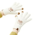 thumbnail image 1 of Guantes de invierno cálidos para mujer con pantalla táctil, guantes térmicos de punto cable con forro polar de lana para clima frío, 1 of 6