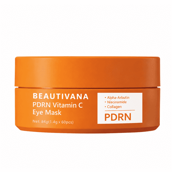 Beautivana PDRN Vitamin C Eye Mask, 60 Count Cooling Hydrogel Under Eye Patches for a Refreshed Look