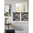 thumbnail image 3 of Navy Blue Brown Wood Tier Curtains 36 Inch Length, Sheer Curtains for Bedroom Living Room Window Farmhouse Vintage Wooden Rod Pocket Voile Drapes Kitchen Curtains Small Half Window 27.5"x36" 2 Panels, 3 of 6