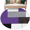 thumbnail image 2 of Purple Gray Round Living Room Rugs 8 ft, Abstract Color Block Washable Large Area Rug with Non-Slip Sturdy Edge Binding Round Carpet for Dining Room Kitchen Office, 2 of 9