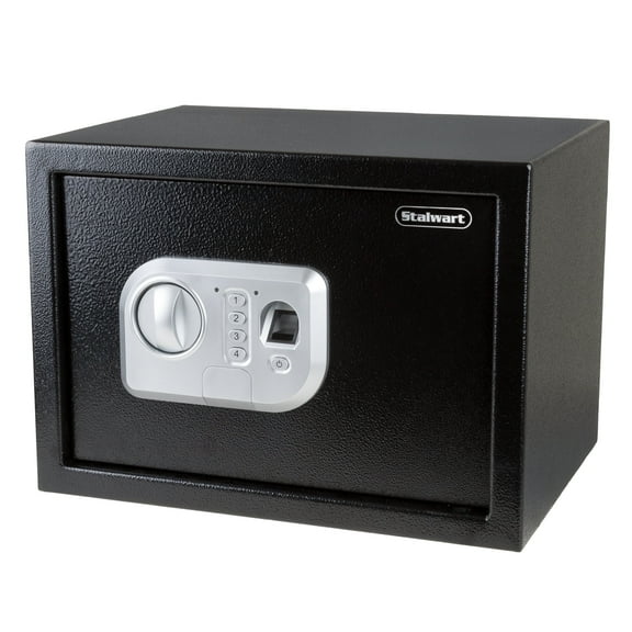 Stalwart Electronic Safe and Fingerprint Lock Box for Valuables (Black)
