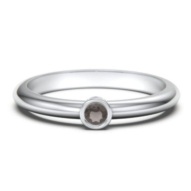 Classic Bezel Set Birthstone Ring - Smokey Quartz (June)