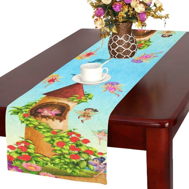 Camino de Mesa ABPHQTO Hadas Volando alrededor de la Torre 40x180 cm