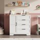 thumbnail image 5 of Qinaqin 43.3-Inch Pequeño de Profundidad Madera cm Anchoardrobe Gabinete con Puerta 4 Cajones y Alturaanging Rod Blanco Profundidadresser para Dormitorio Laundry Sala, 5 of 7