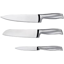 GoGeiLi 3-Piece Professional Chef Knife Set, 8" Chef Knife & 7" Santoku Knife & 5" Utility Knife, High-Carbon  5Cr15MoV Stainless Steel Forged Knives, Full Tang Kitchen Cutlery