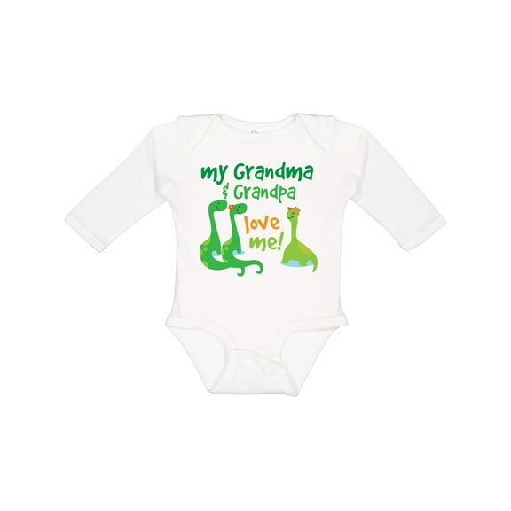 Inktastic Grandma Grandpa Love Me Dinosaurs Boys Long Sleeve Baby Bodysuit