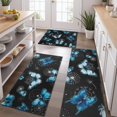 thumbnail image 2 of Black Blue Butterfly Dandelion Pattern Kitchen Rugs Sets Of 3,Kitchen Runner Rugs Non Skid Washable,Decorative Kitchen Floor Mats for Kitchen,Sink,Laundry,17"x30"+ 17"x47" + 17"x59", 2 of 6