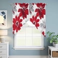 thumbnail image 6 of Swag Valance Curtains for Windows, Red Spring Floral Light Filtering Kitchen Curtains with Rod Pocket, Summer Flowers Botanical Decorative Window Treatment Valances for Living Room, 36x45 - 2 PCS, 6 of 9