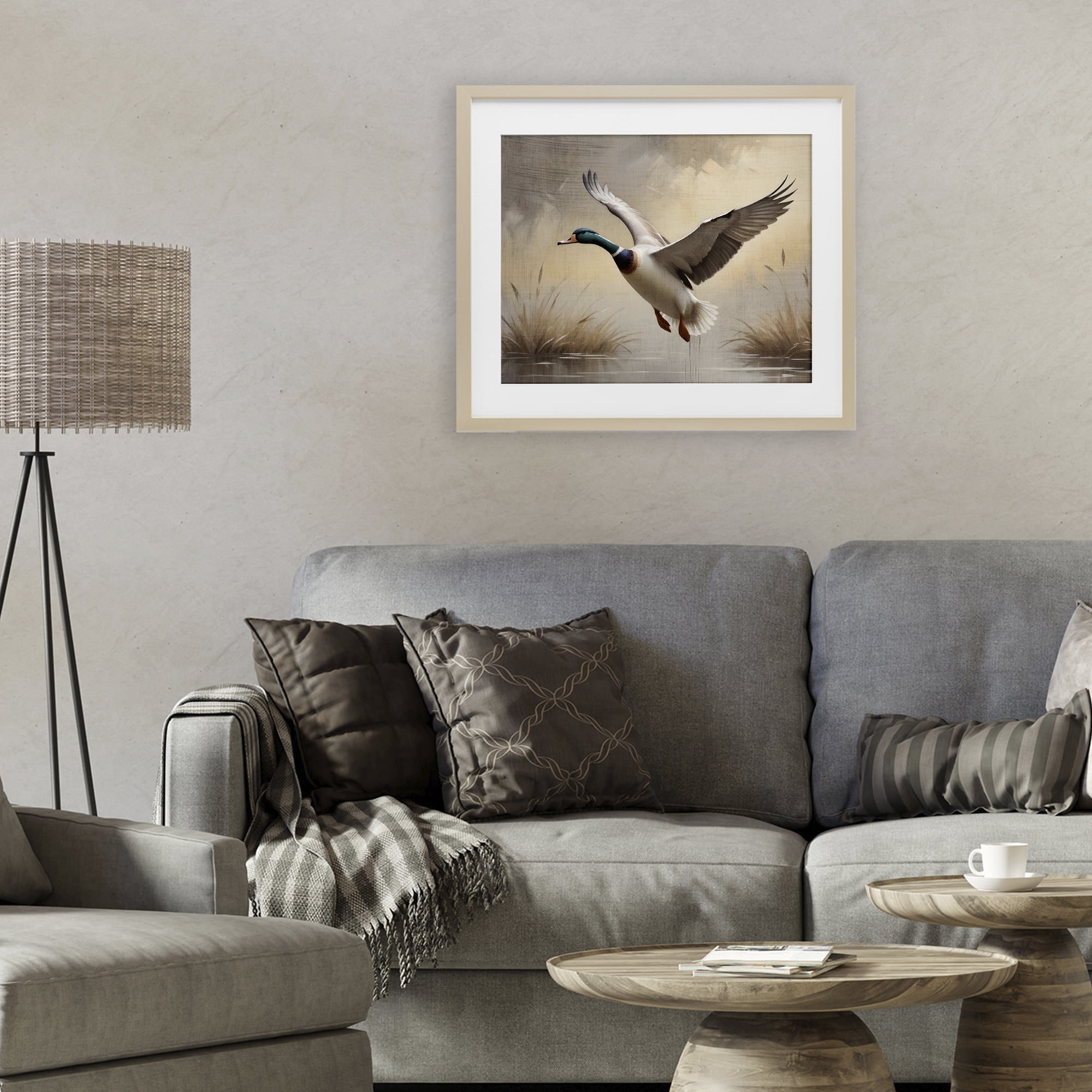 Stupell Industries Gliding Mallard over Wetlands Birch Framed Print Under Glass, design by Susan Arnot