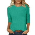 thumbnail image 2 of Otntypg 3/4 Sleeve Tops for Women Dressy Casual Summer Crew Neck Basic Solid Color Workout Tees Shirt Loose Oversized Soft Cotton Tunic Blouse Green#01 XXL, 2 of 6
