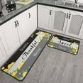 thumbnail image 3 of 2 Piece Lemon Kitchen Decor Rug Set, Home Kitchen Sink Rugs and Mats Non Skid Washable Absorbent Microfiber Kitchen Floor Carpet 17" x 47"+17" x 30", 3 of 6