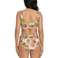 thumbnail image 3 of Kdxio High Detail Succulent Print Women's 2 Piece High Waisted Wrap Spaghetti Strap Summer Swimsuit Bikini Set-Medium, 3 of 7