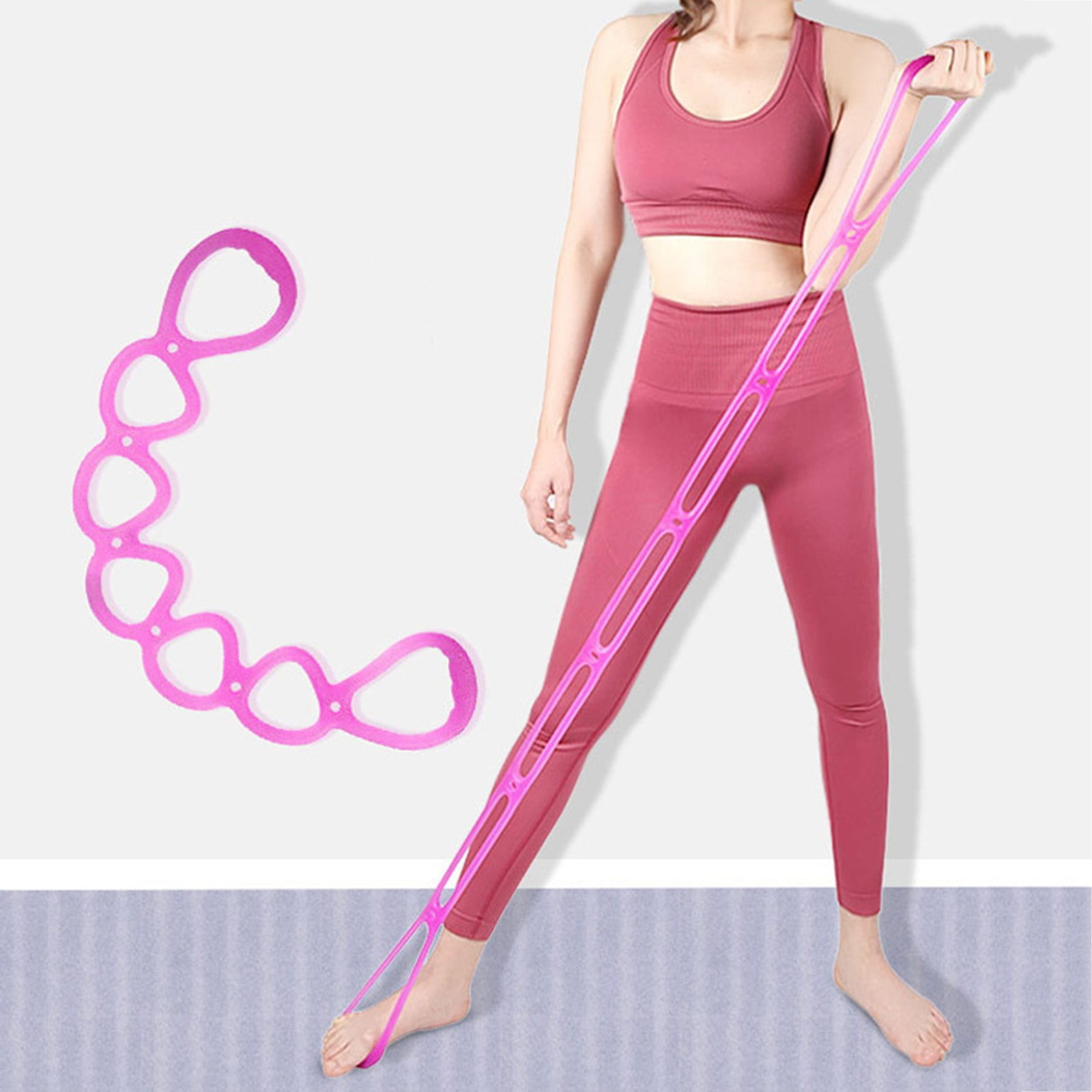 7 Ring Resistance Band Stretch Exercise Band - 24.0"Full Body Stretcher for Home Fitness - Yoga Band for Arm Leg Foot Workout（Pink）