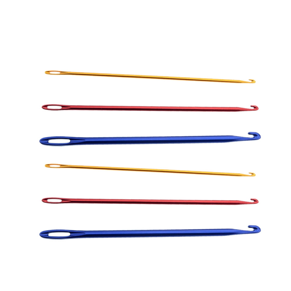 NICEXMAS 6 Pcs Aluminium Large Hole Crochet Needles Weaving Tools