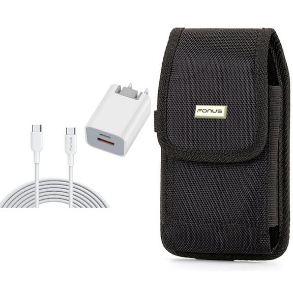 Case Belt Clip & 38W PD Home Charger for iPhone 15 Pro - Swivel Holster Rugged Cover and Fast Type-C 6ft Long Cable USB-C Power Cord Z3G for iPhone 15 Pro (6.1")