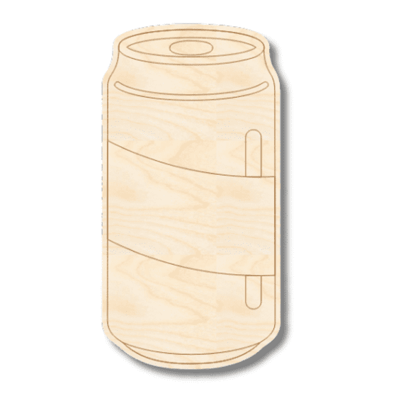 Unfinished Wood Etched Soda Can Shape | Paint By Line Crafts 3" / 1/8"