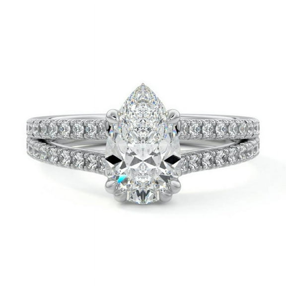 Bow Jewel 14K White Gold Plated Ring - 1.9 Ct Simulated Pear Cut Diamond Ring - Multi Diamond Silver Ring for Women's - Special Christmas Gift for Her - Promise Rings for Women's