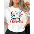 thumbnail image 1 of Creative Merry Christmas Graphic Print Women'S Trendy Round Neck Short Sleeve, Simple Casual Sports T-Shirt, Comfortable Summer Top for Holidays., 1 of 8