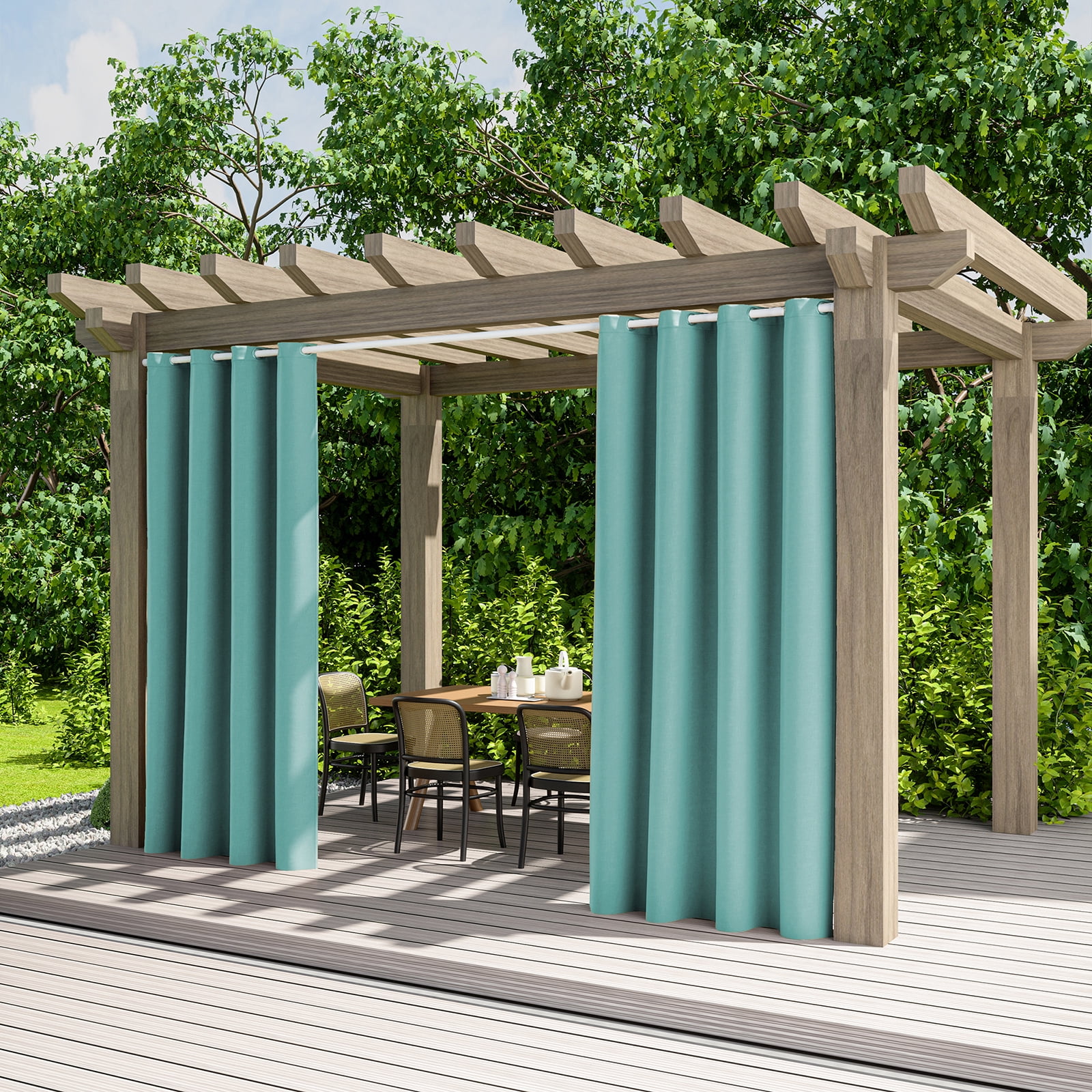 BTTO Outdoor Curtains for Patio Waterproof, Insulated Heat Light Blocking Drapes, Fade Resistant Thick Curtain for Balcony Lawn Garden, 1 Panel