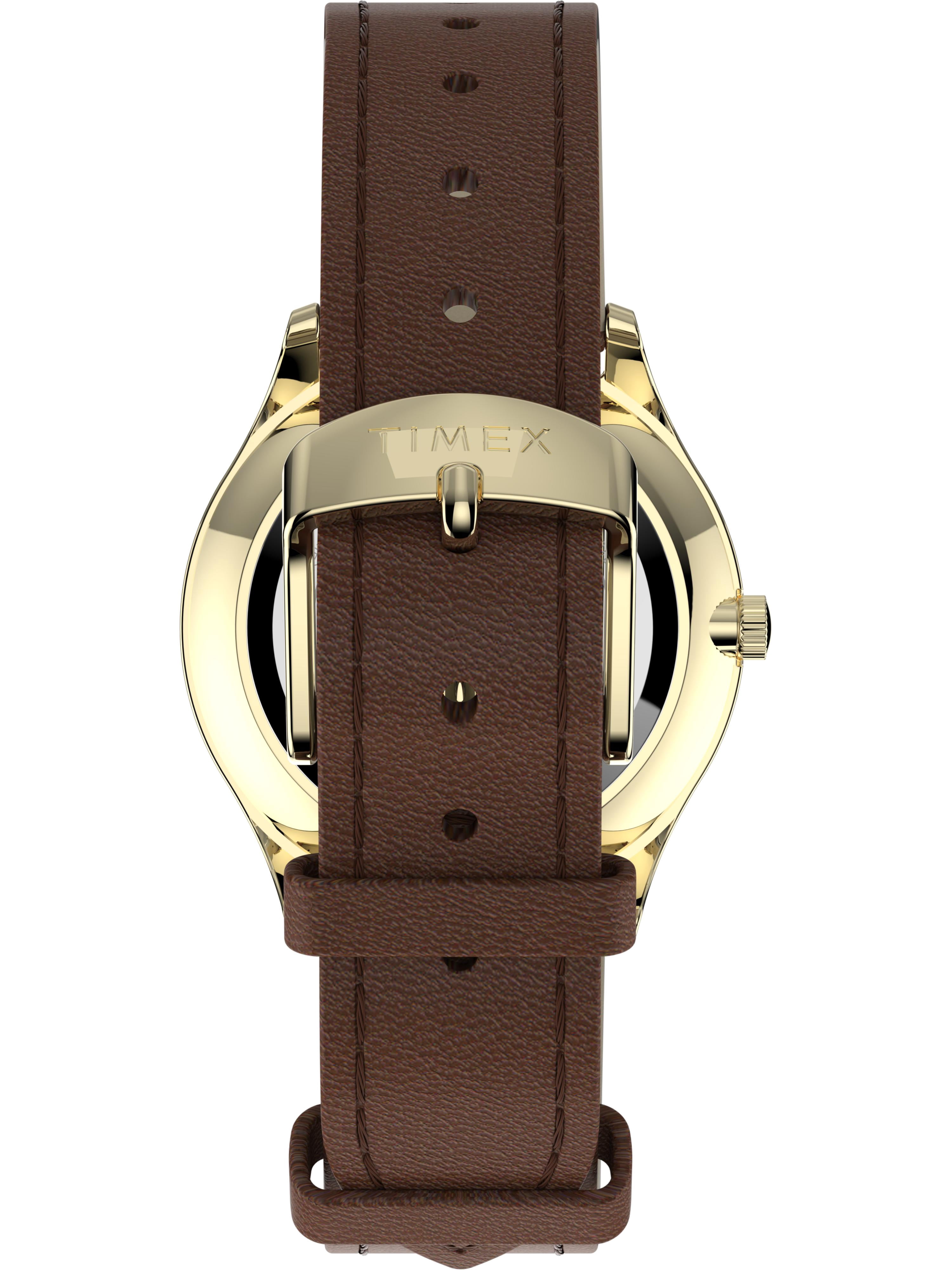 Timex Women's Modern Easy Reader 32mm Brown/Gold/White Watch, Genuine Leather Strap